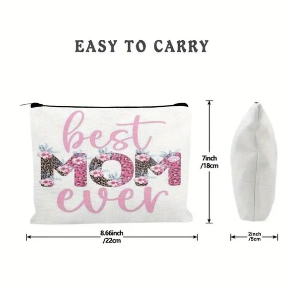 Best MOM Ever Canvas Zippered Makeup Cosmetic Pouch - Picture 2 of 4